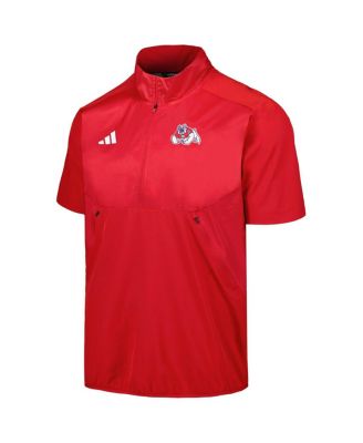 Men's Red Fresno State Bulldogs Sideline AEROREADY Raglan Short Sleeve Quarter-Zip Jacket