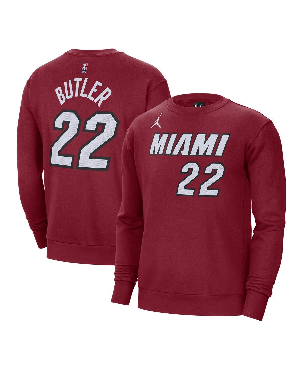 Jordan Men's  Jimmy Butler Red Miami Heat Statement Name And Number Pullover Sweatshirt