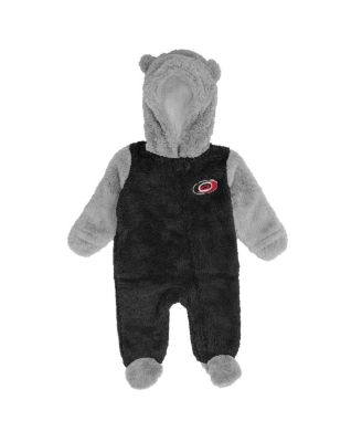 Newborn and Infant Boys and Girls Black Carolina Hurricanes Game Nap Teddy Fleece Bunting Full-Zip Sleeper