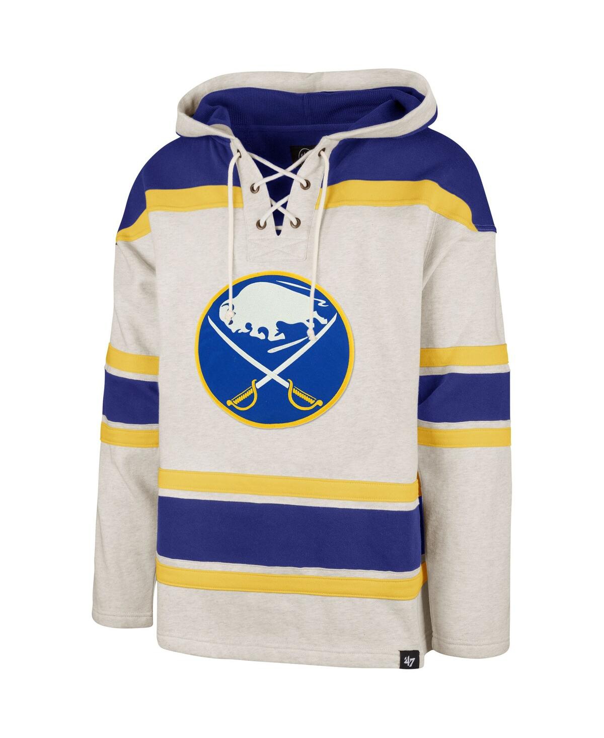 Men's '47 BrandBuffalo Sabres Rockaway Lacer Pullover Hoodie - Oatmeal