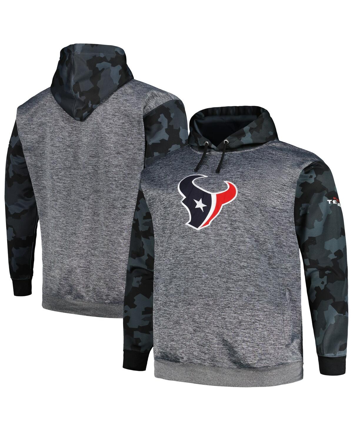 Fanatics Men's  Heather Charcoal Houston Texans Big And Tall Camo Pullover Hoodie In Heather Charcoal