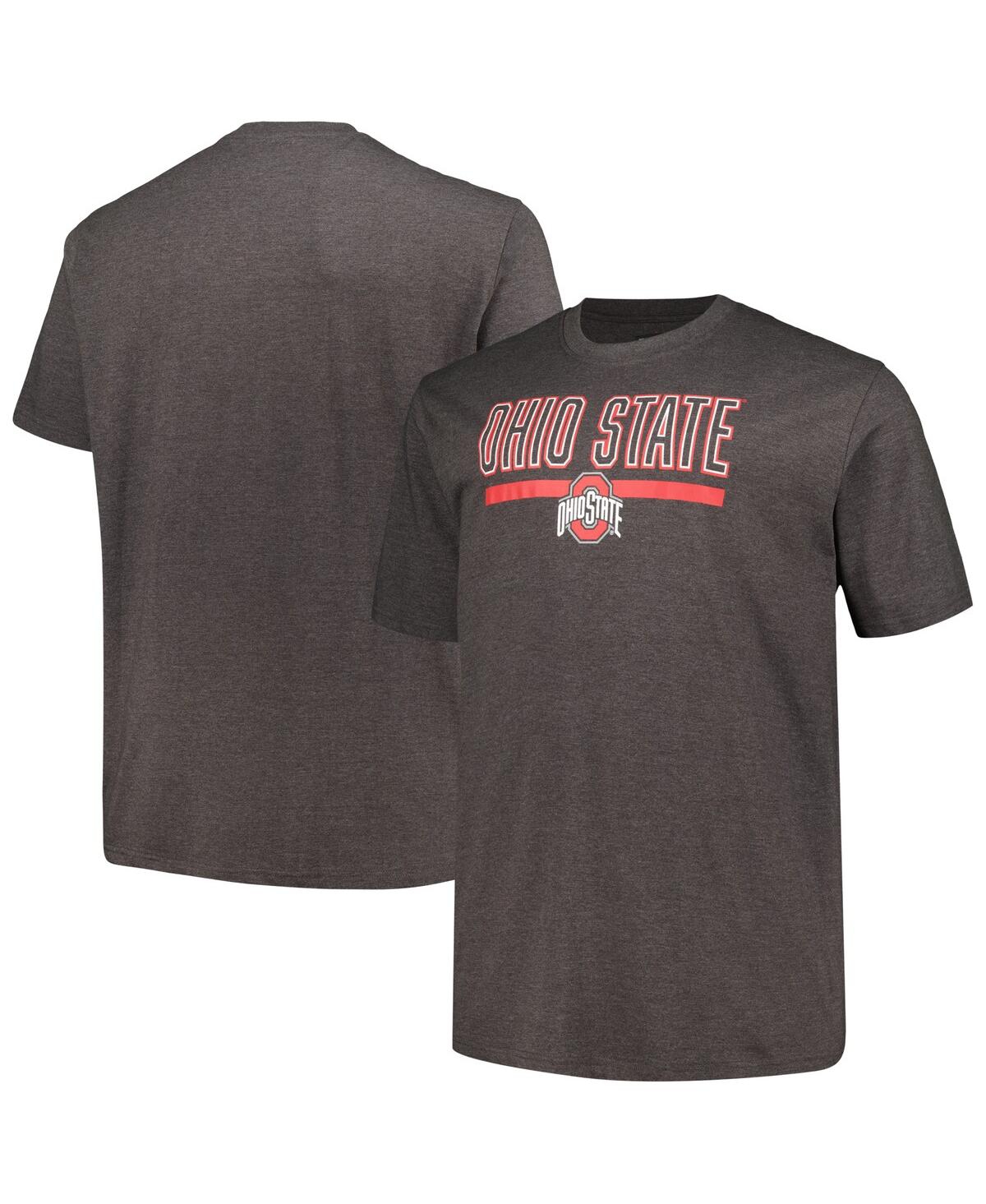 Shop Profile Men's  Heather Charcoal Ohio State Buckeyes Big And Tall Team T-shirt