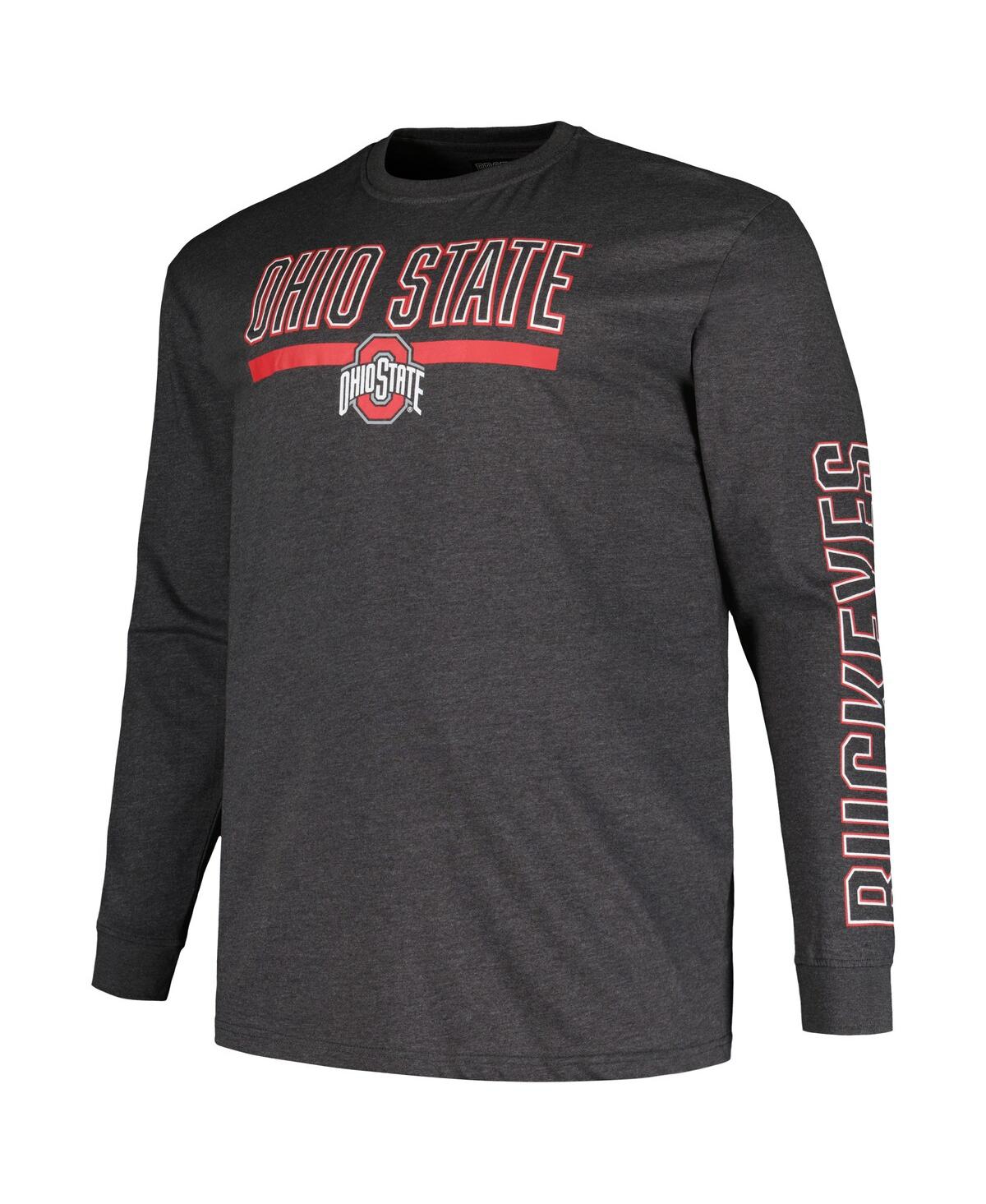 Shop Profile Men's  Heather Charcoal Ohio State Buckeyes Big And Tall Two-hit Graphic Long Sleeve T-shirt