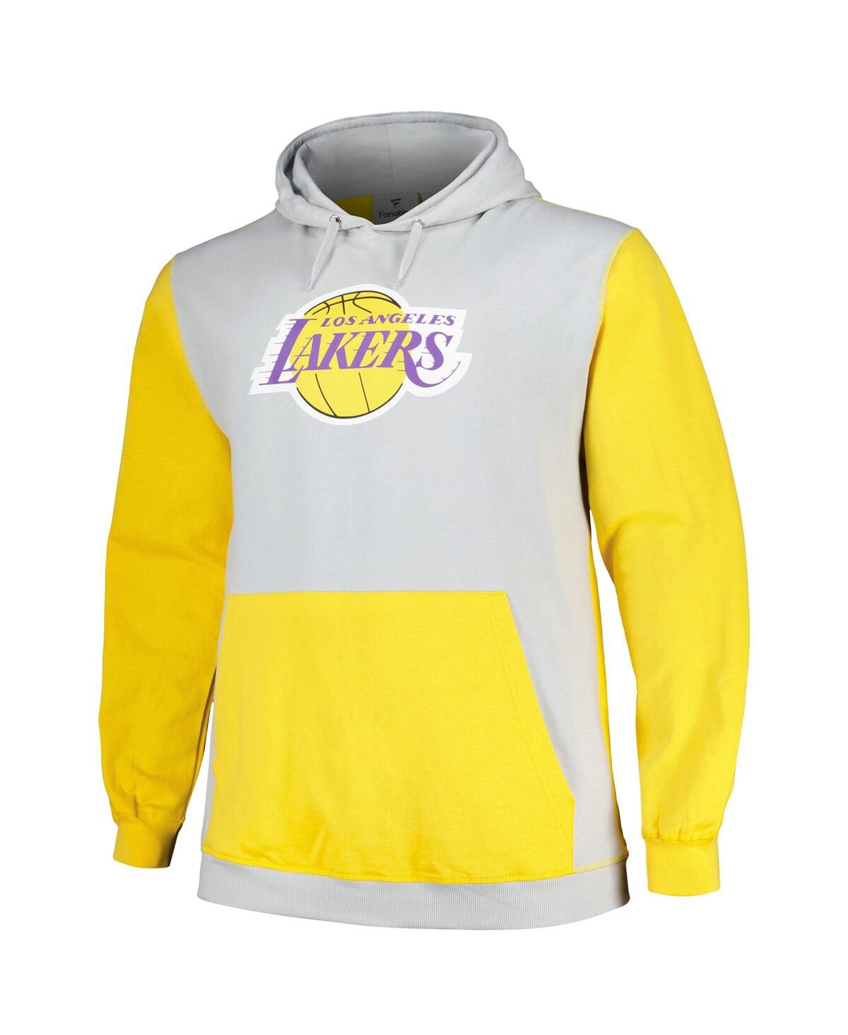 Shop Fanatics Men's  Gold, Silver Los Angeles Lakers Big And Tall Primary Arctic Pullover Hoodie In Silver,gold