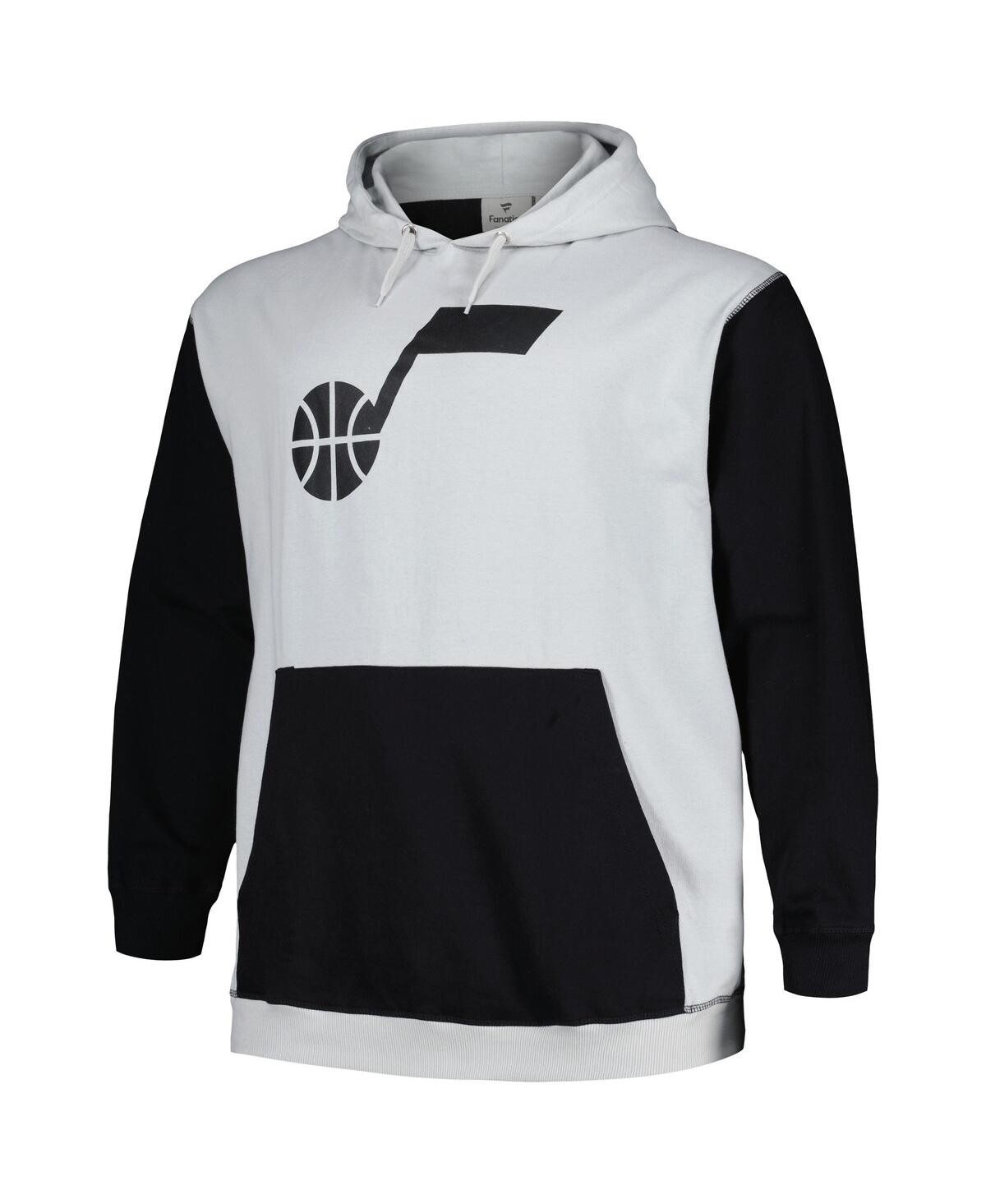 Shop Fanatics Men's  Black, Silver Utah Jazz Big And Tall Primary Arctic Pullover Hoodie In Black,silver