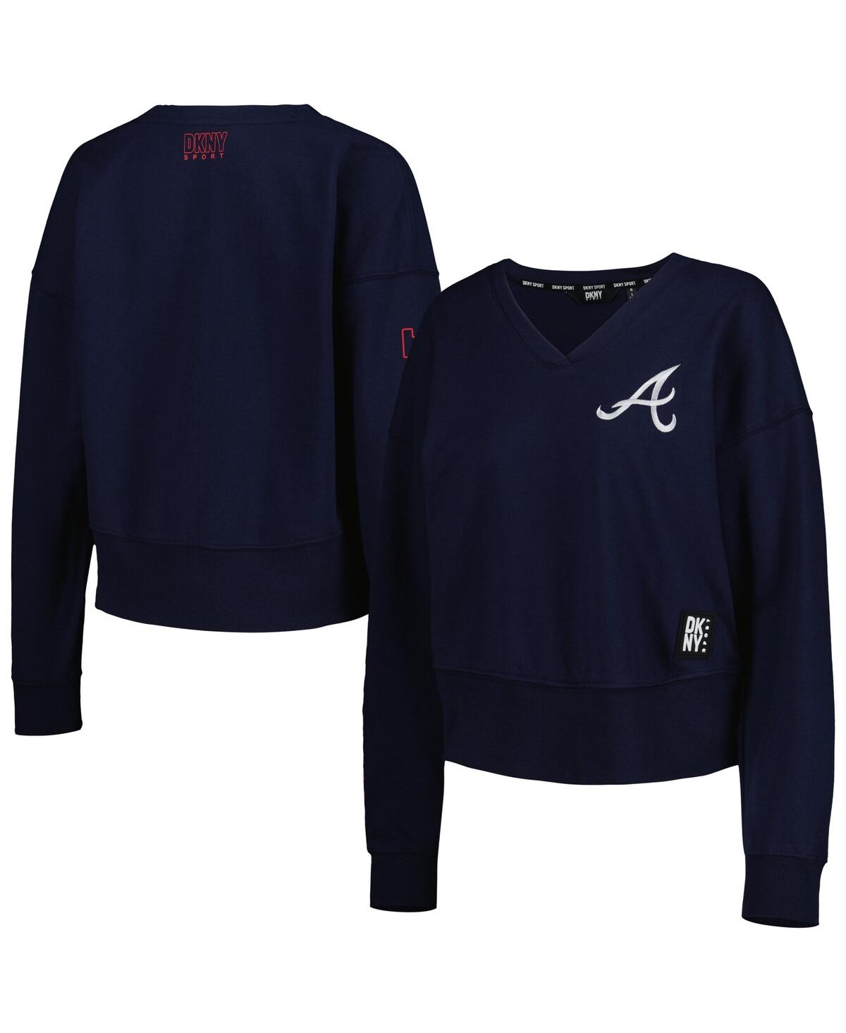 Dkny Women's  Sport Navy Atlanta Braves Lily V-neck Pullover Sweatshirt