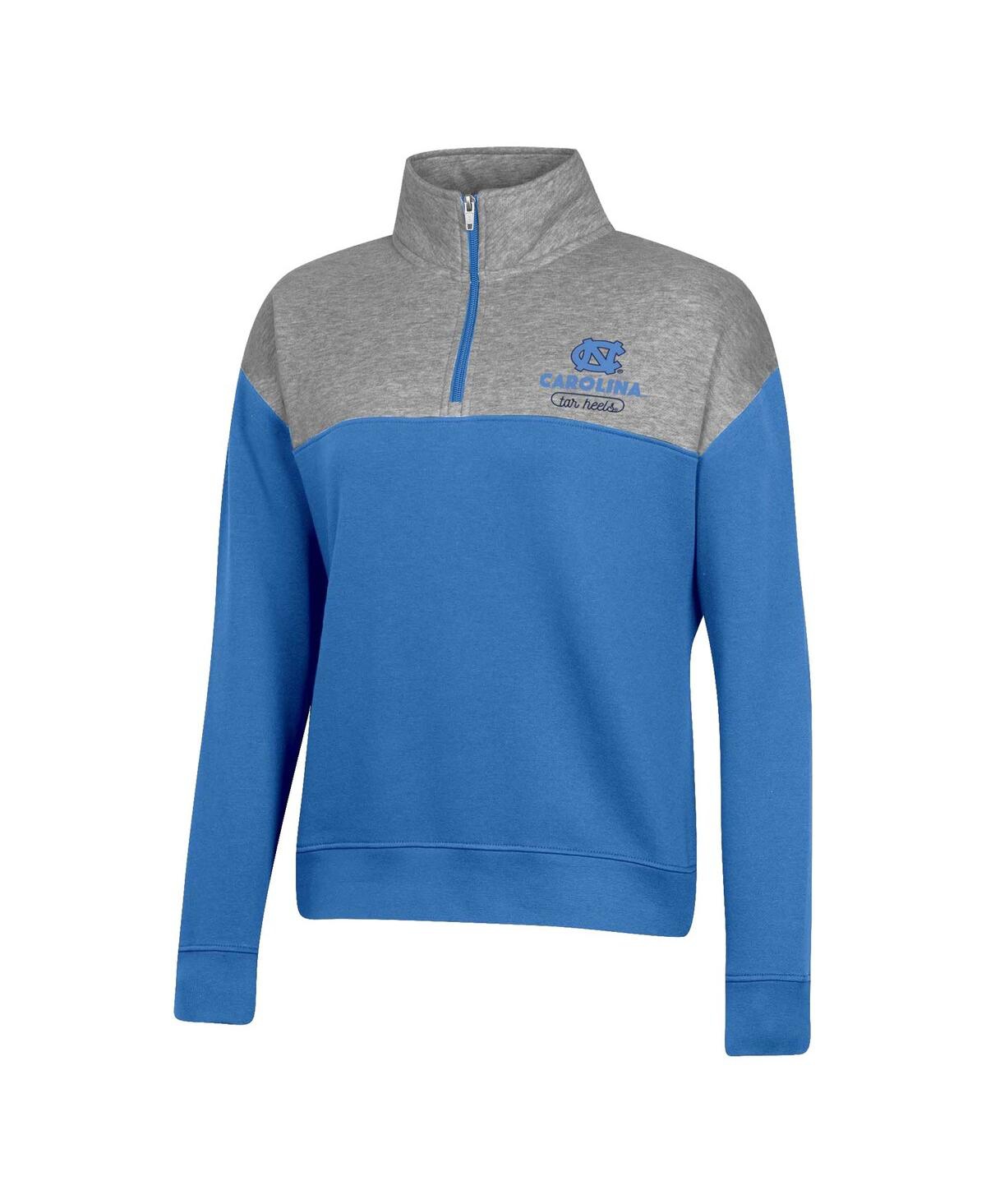 Shop Champion Women's  Carolina Blue North Carolina Tar Heels Color-blocked Quarter-zip Sweatshirt