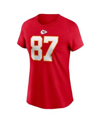 Women's Travis Kelce Red Kansas City Chiefs Player Name and Number T-shirt