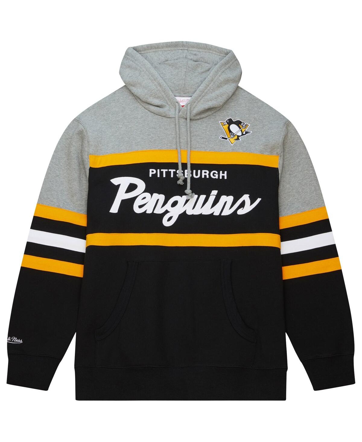 Mitchell & Ness Men's  Black, Gray Pittsburgh Penguins Head Coach Pullover Hoodie In Black,gray