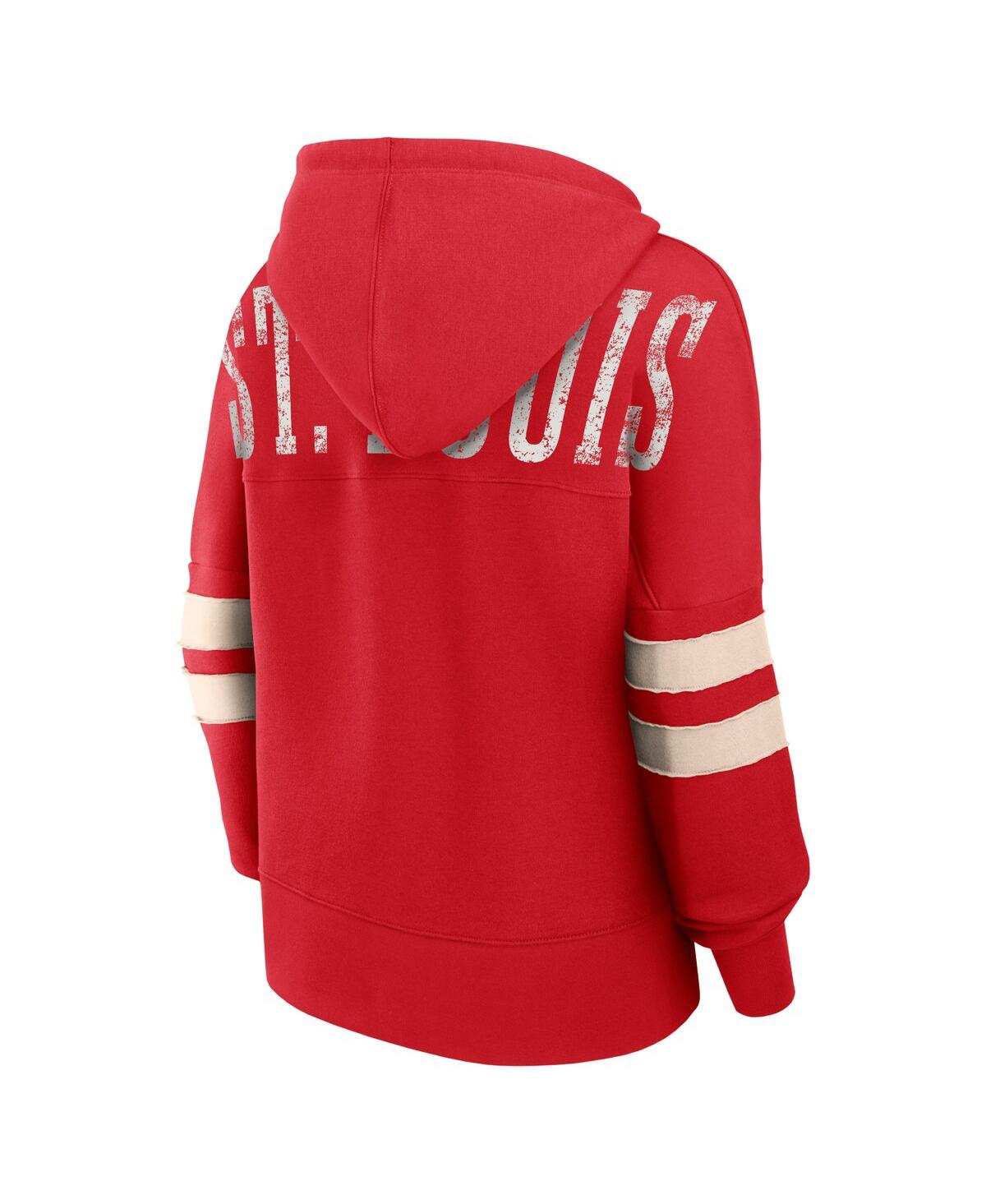 Women's FanaticsDistressed St. Louis Cardinals Bold Move V-Neck Pullover Hoodie - Red