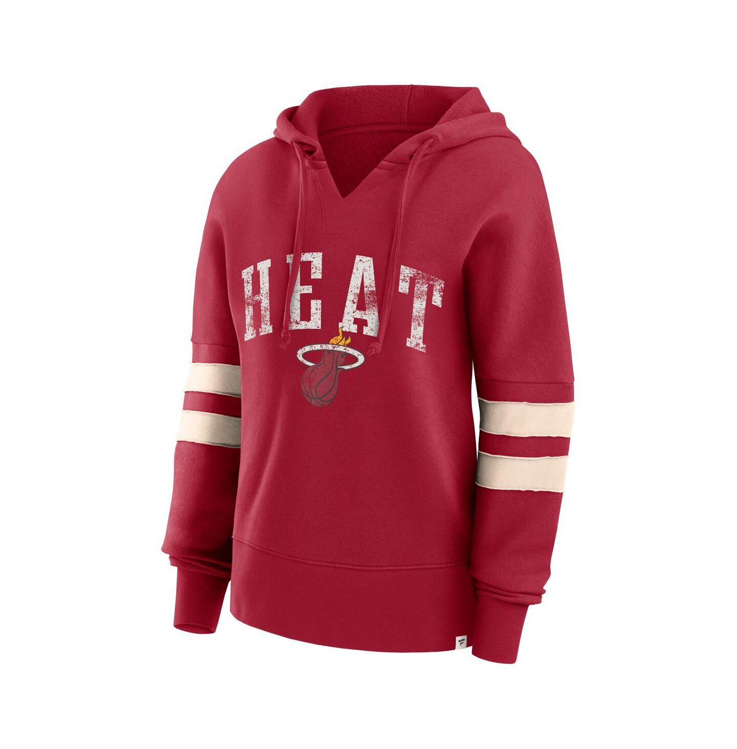 Женское худи Fanatics Red Distressed Miami Heat Bold Move Dolman V-Neck Pullover — фото 3