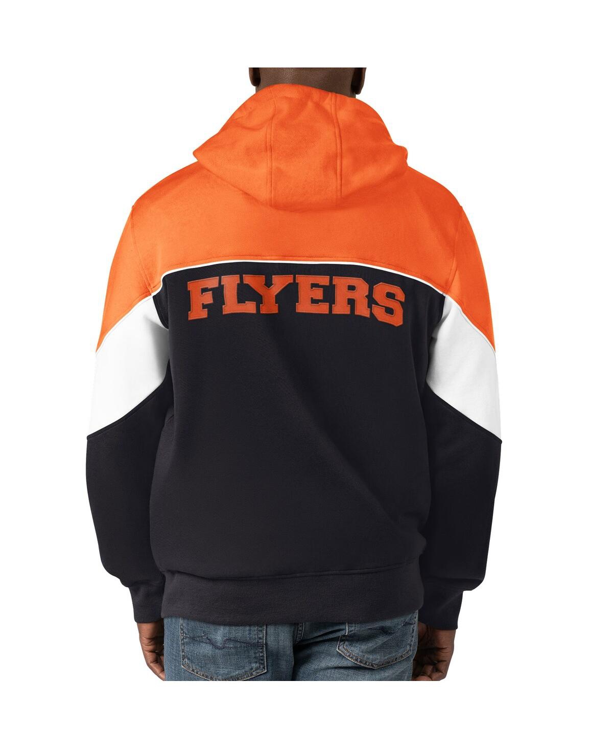 Starter Men's  Black, Orange Philadelphia Flyers Power Forward Full-zip Hoodie In Black,orange