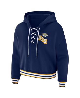 Women's Navy Nashville Predators Lace-Up Pullover Hoodie