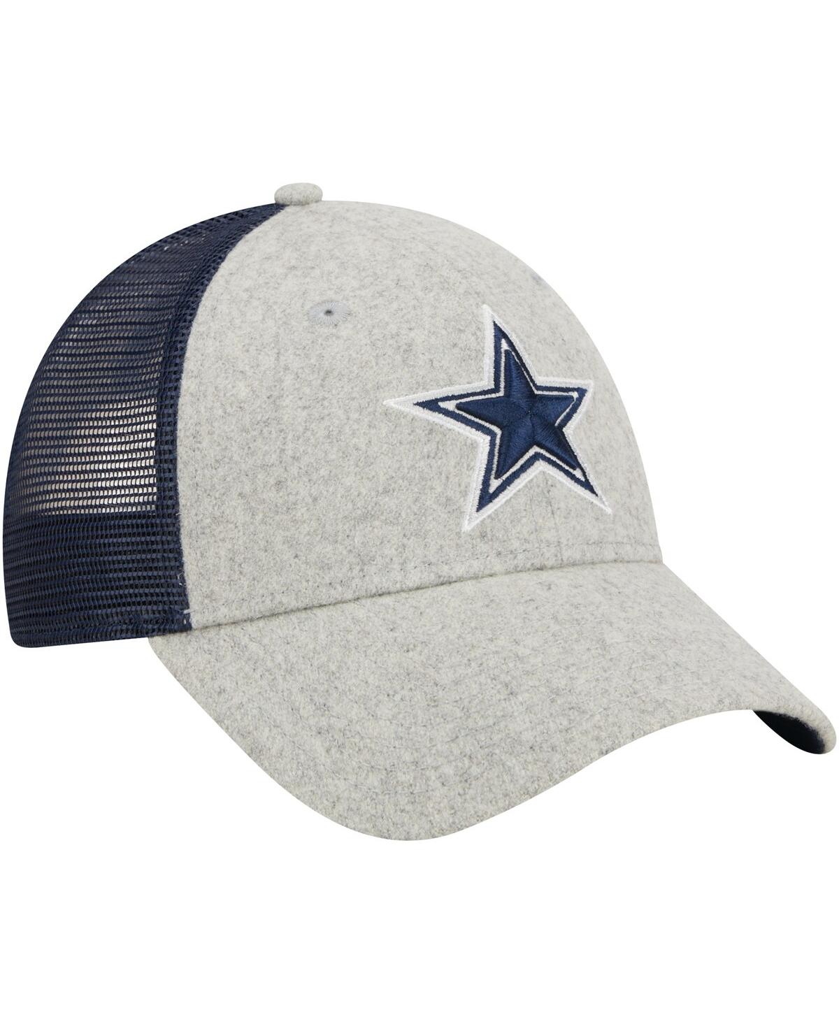 Shop New Era Men's  Heather Gray, Navy Dallas Cowboys Pop Trucker 9forty Adjustable Hat In Heather Gray,navy