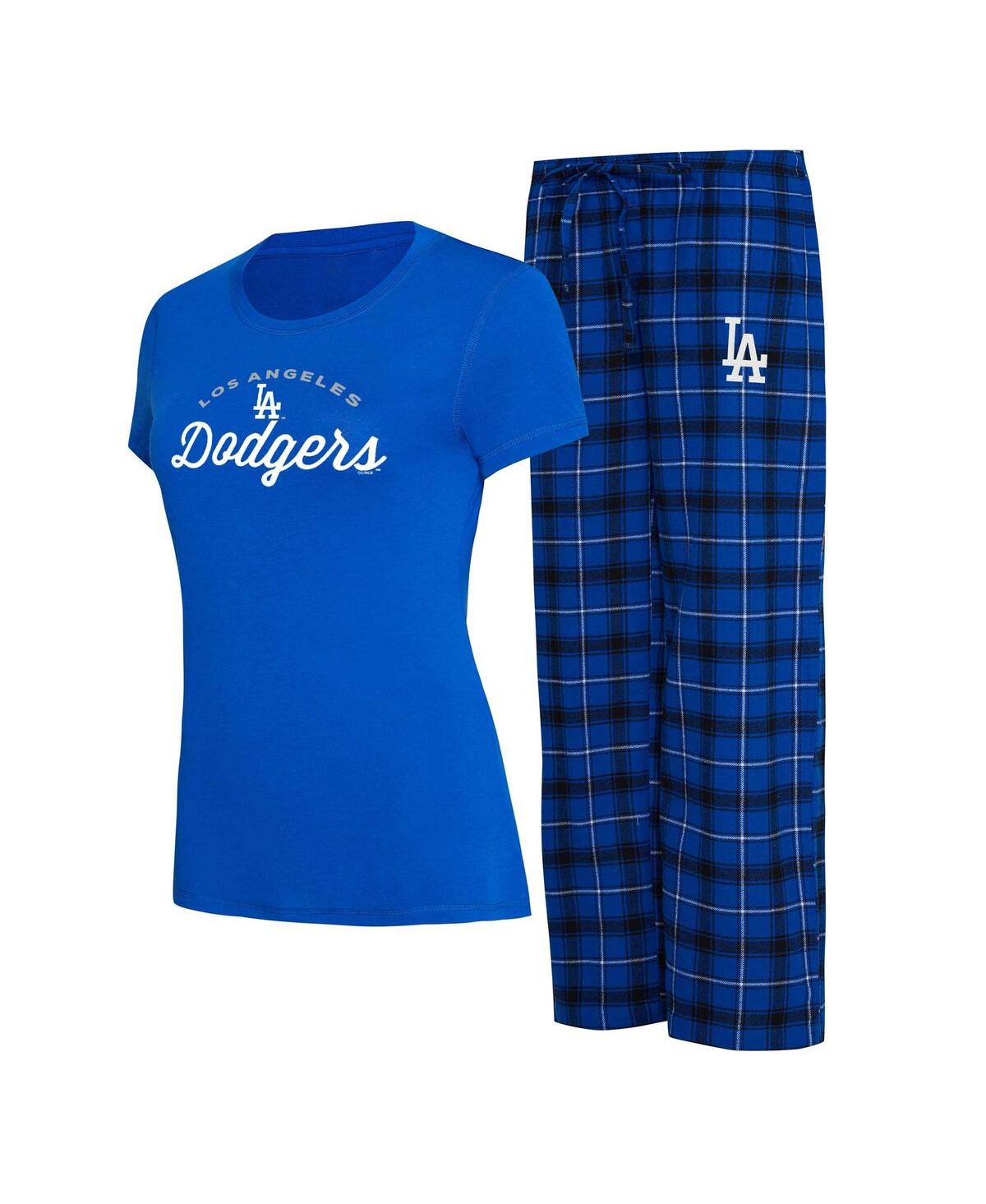 Shop Concepts Sport Women's  Royal, Black Los Angeles Dodgers Arctic T-shirt And Flannel Pants Sleep Set In Royal,black