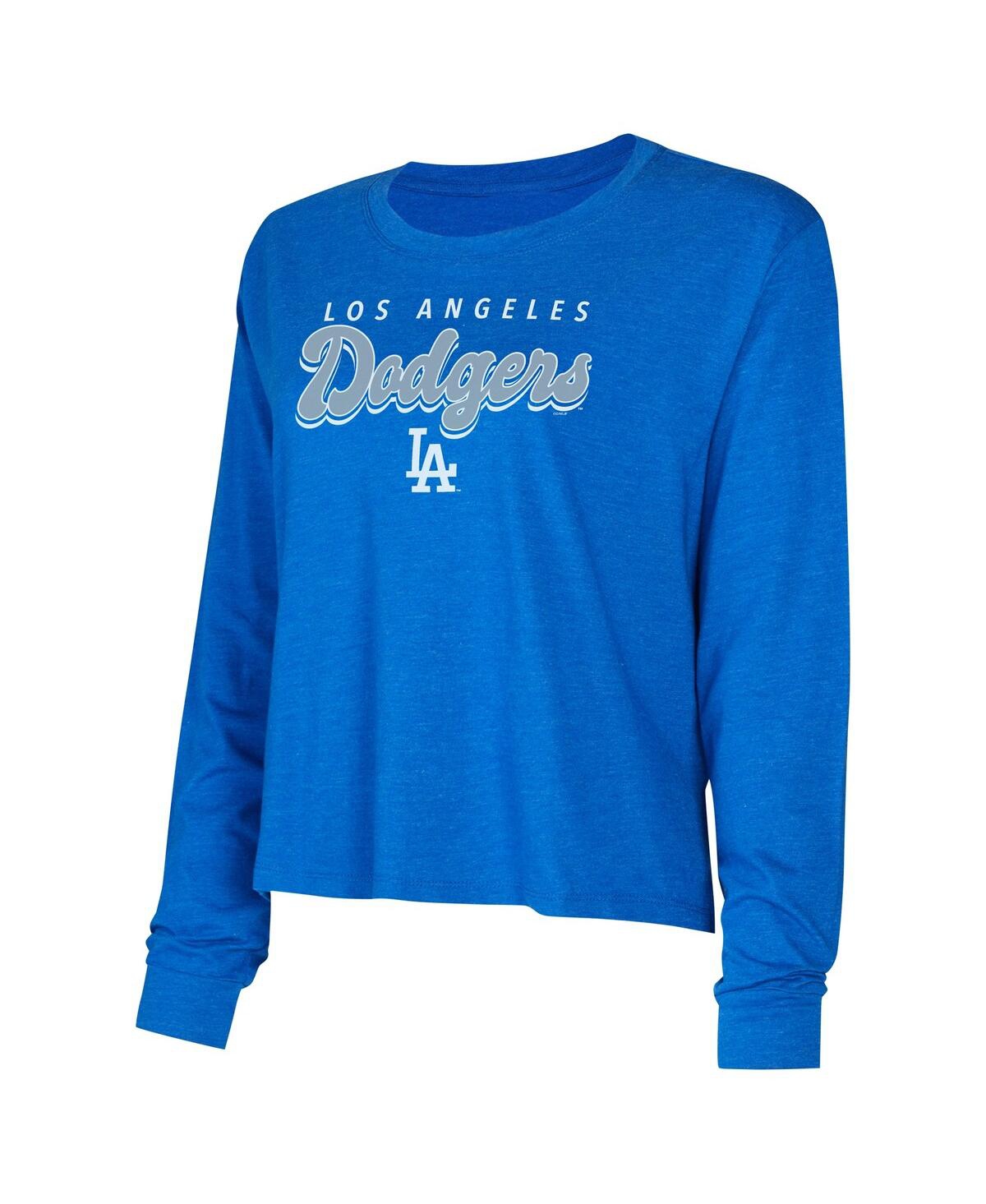 Shop Concepts Sport Women's  Royal Los Angeles Dodgers Meter Knit Long Sleeve T-shirt And Shorts Set
