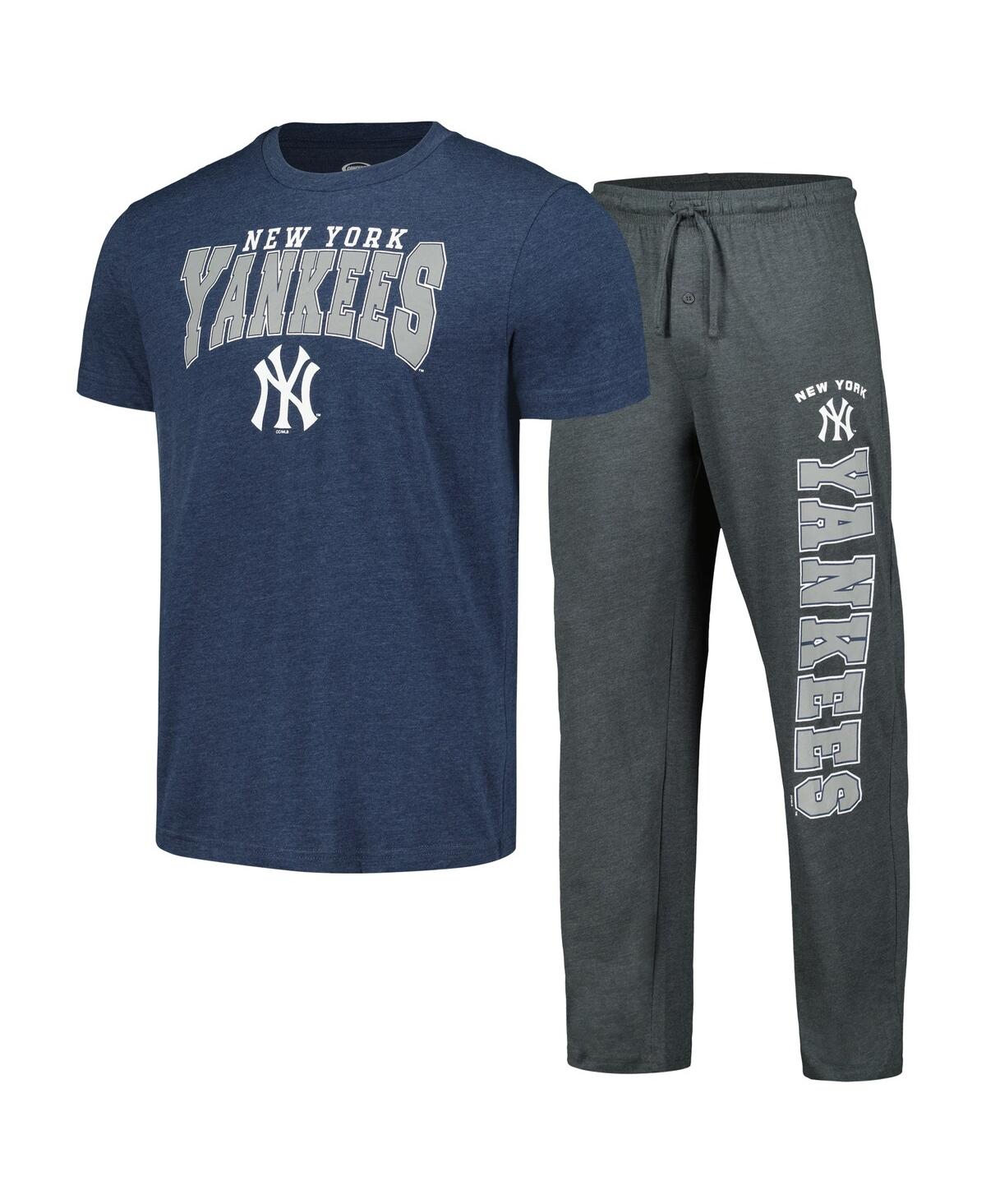 Shop Concepts Sport Men's  Charcoal, Navy New York Yankees Meter T-shirt And Pants Sleep Set In Charcoal,navy