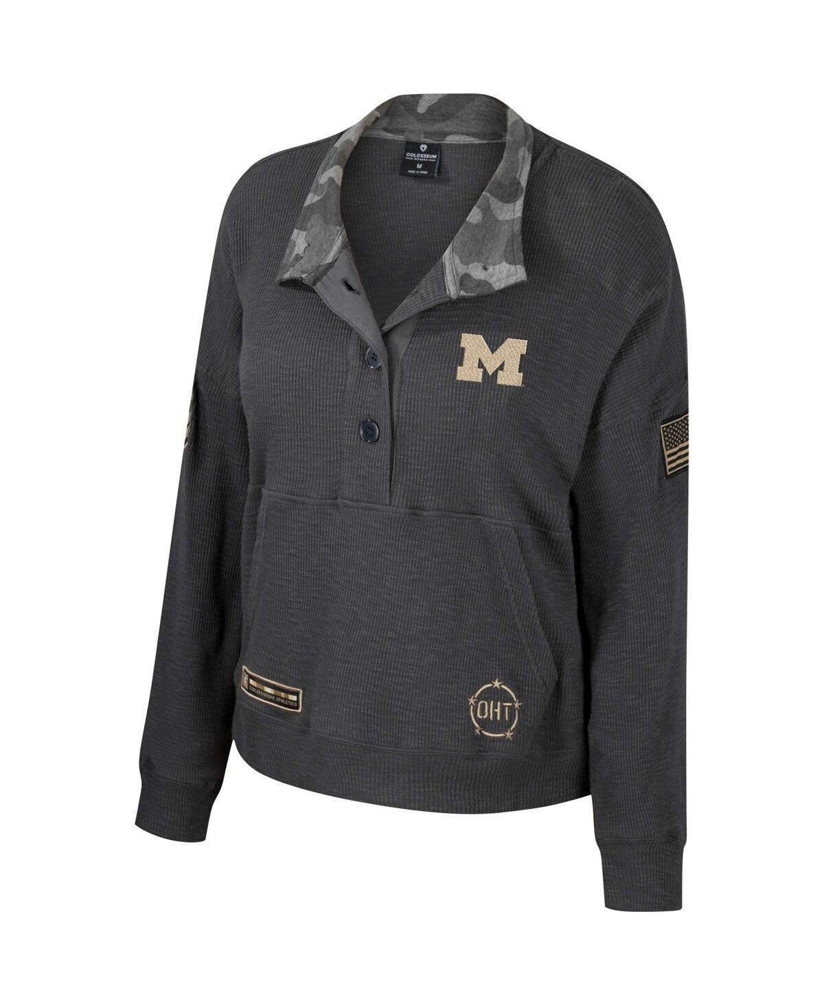 Colosseum Heather Charcoal Michigan Wolverines Oht Military Appreciation Payback Henley Thermal Swe In Heather Charcoal