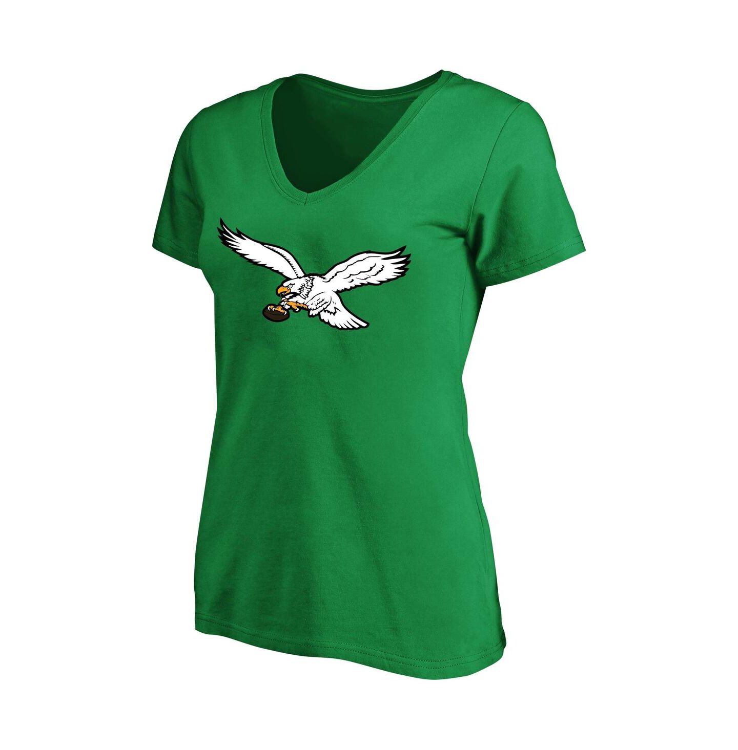 Женская футболка Fanatics Jalen Hurts Kelly Green Philadelphia Eagles Plus Size Throwback Player Name and Number V-Neck — фото 3