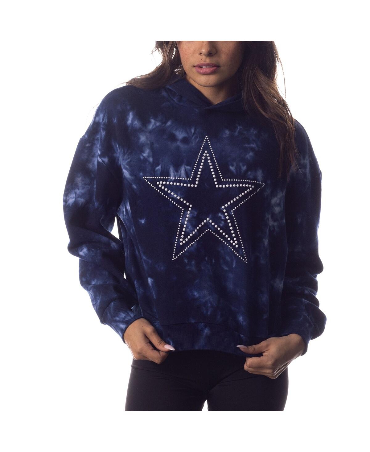 Shop The Wild Collective Women's  Navy Dallas Cowboys Tie-dye Cropped Pullover Hoodie
