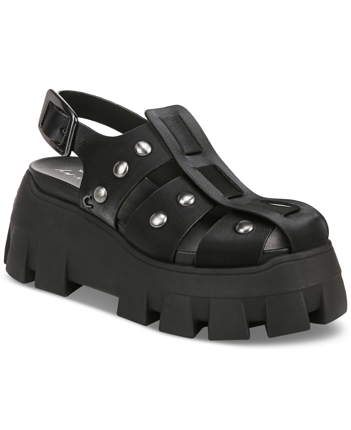 Women's Addison Platform Studded Fisherman Lug-Sole Sandals - Black