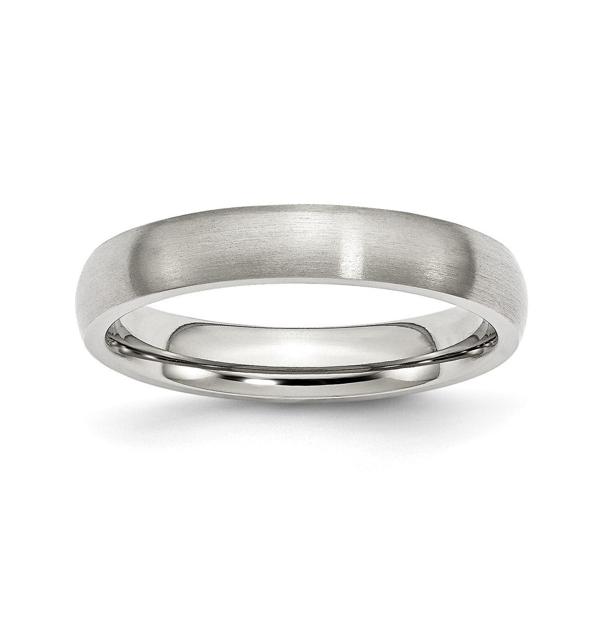 Stainless Steel Brushed 4mm Half Round Band Ring - White