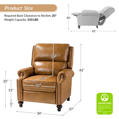 Franco Traditional Genuine Leather Manual Recliner