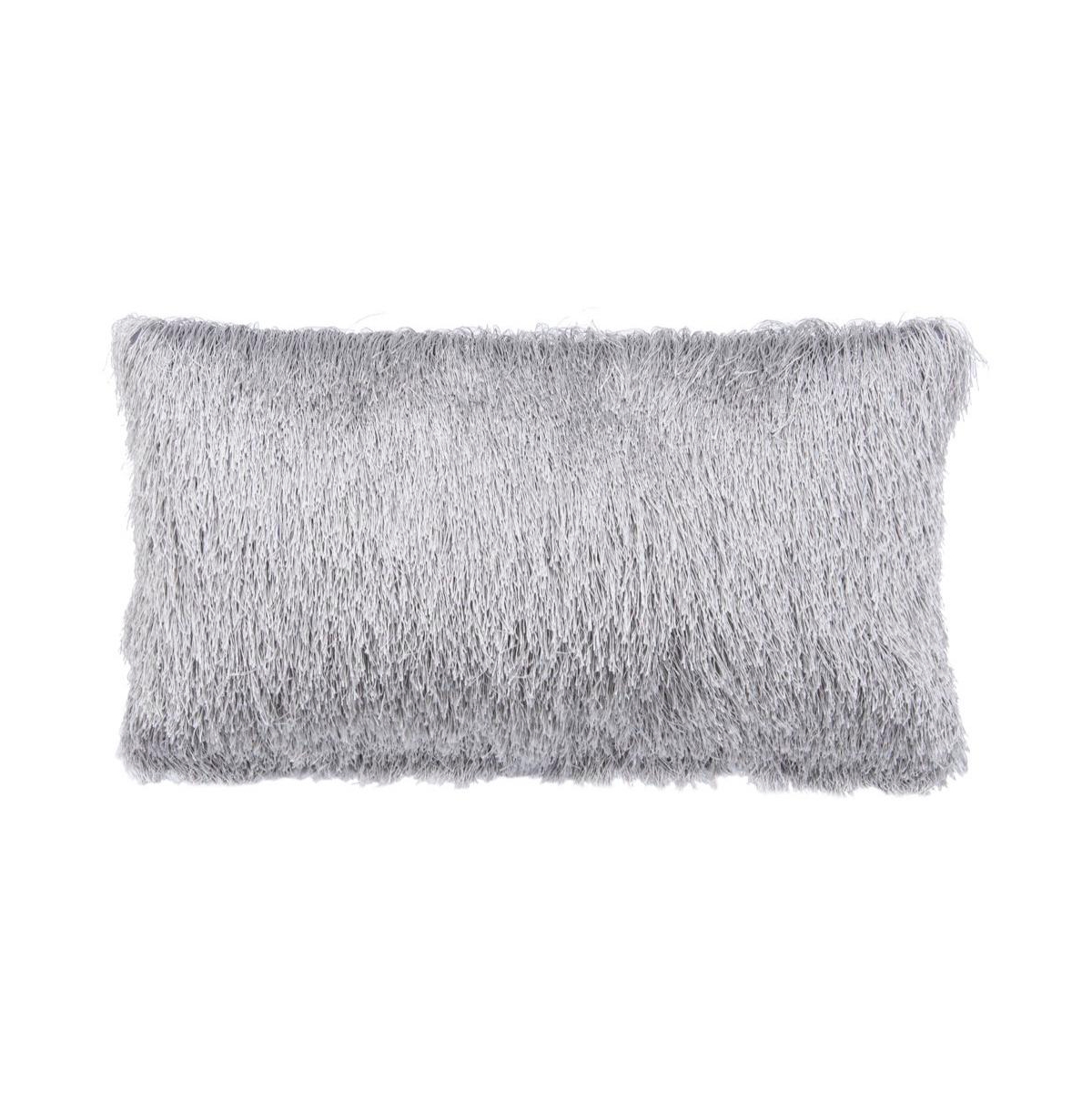 Safavieh Indoor/outdoor Shag 14" X 24" Pillow In Silver