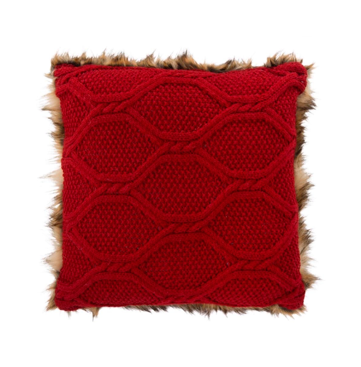 Safavieh Luccia Faux Fur 20" X 20" Pillow In Brown,red