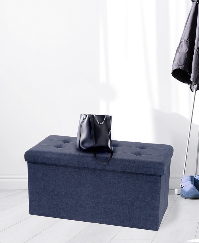 Seville Classics Foldable Tufted Storage Bench Ottoman Macy's