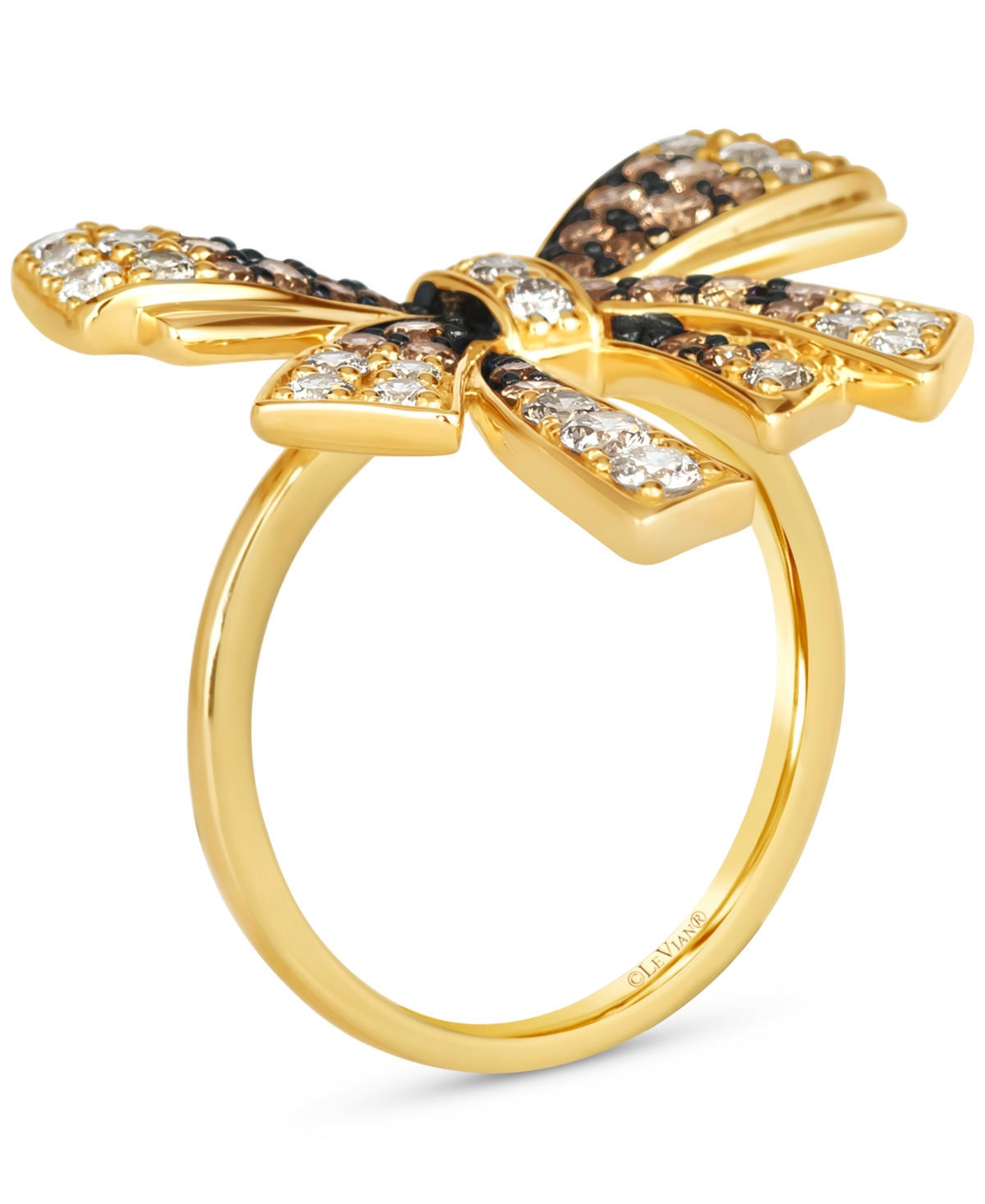 Le Vian Ombre Chocolate Ombre Diamond & Vanilla Diamond Bow Ring (1-3/8 ct. t.w.) in 14k Gold - 14K Honey Gold Ring