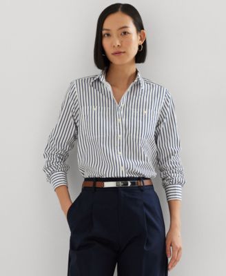 Lauren Ralph Lauren - Petite Striped Roll-Tab Shirt