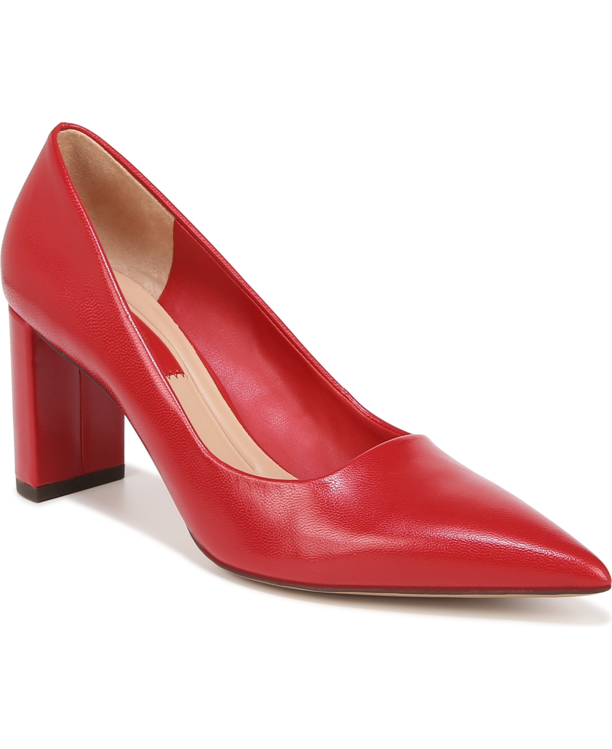 Shop Franco Sarto Giovanna Pointed Toe Block Heel Pumps In Cherry Red Leather