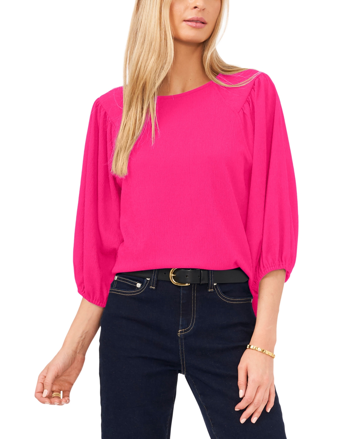 Shop Vince Camuto Women's Puff 3/4-sleeve Knit Top In Modern Pink