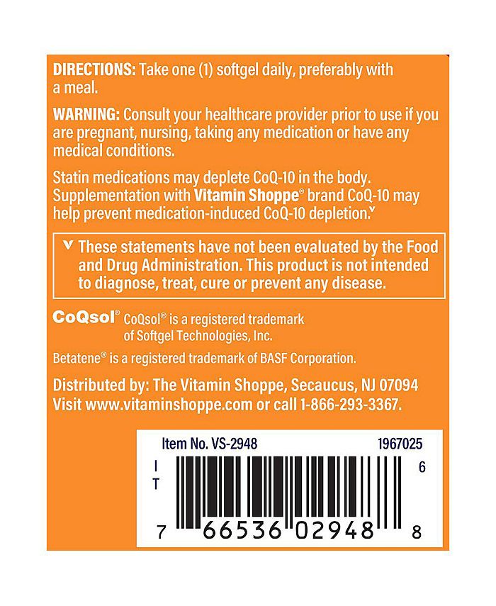 The Vitamin Shoppe CoQ10 with Vitamin E Supports Cardiovascular