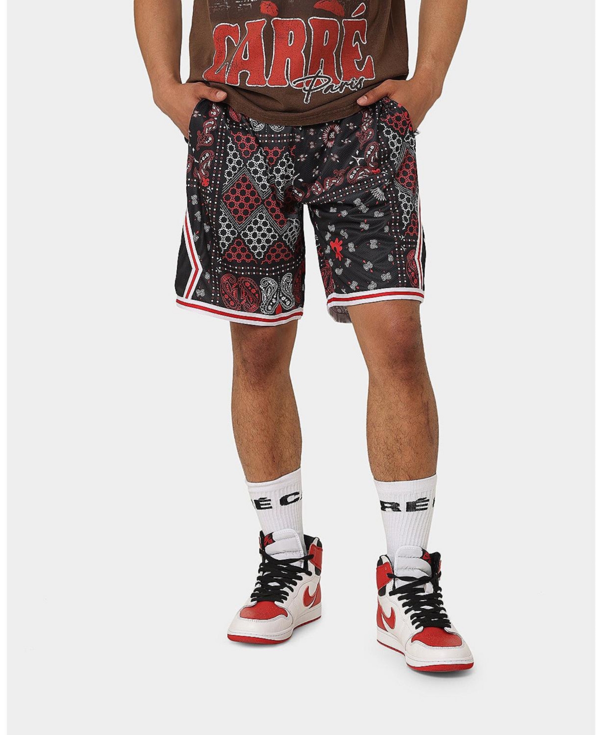 Mens Bandana Ultra Basketball Shorts - Black/red