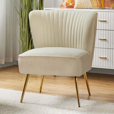 Velvet Accent Chair with Gold Metal Legs for Bedroom Guest Room Vanity
