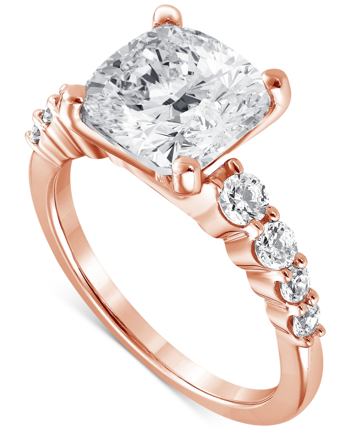 Badgley Mischka Certified Lab Grown Diamond Cushion Engagement Ring (5-1/2 Ct. T.w.) In 14k Gold In Rose Gold