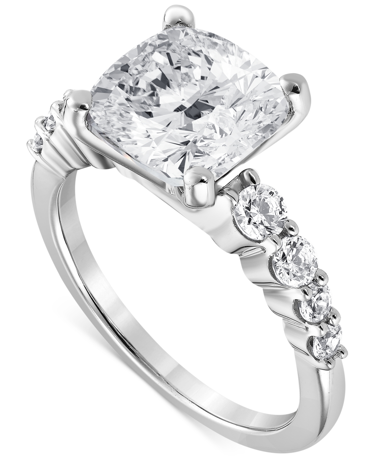 Badgley Mischka Certified Lab Grown Diamond Cushion Engagement Ring (5-1/2 Ct. T.w.) In 14k Gold In White Gold