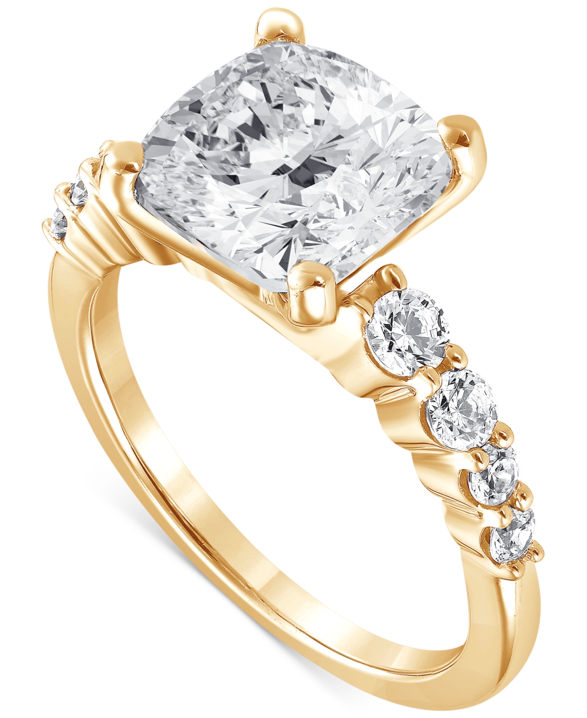 Badgley Mischka Certified Lab Grown Diamond Cushion Engagement Ring (5-1/2 Ct. T.w.) In 14k Gold In Yellow Gold