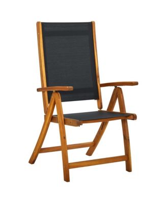 Folding Patio Chairs 2 pcs Solid Acacia Wood and Textilene