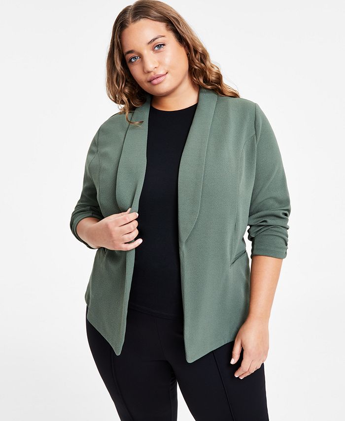 Bar III Trendy Plus Size Knit Drape Front Blazer Created for