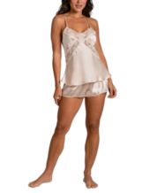 Linea Donatella Women's Marabou Feather Satin Pajama Set - Macy's