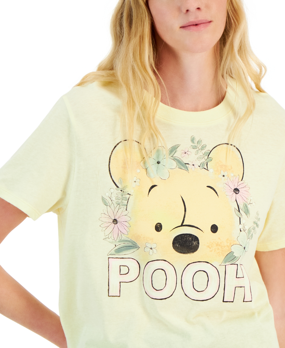 Shop Disney Juniors' Floral Pooh Crewneck Graphic Tee In Anise Flower