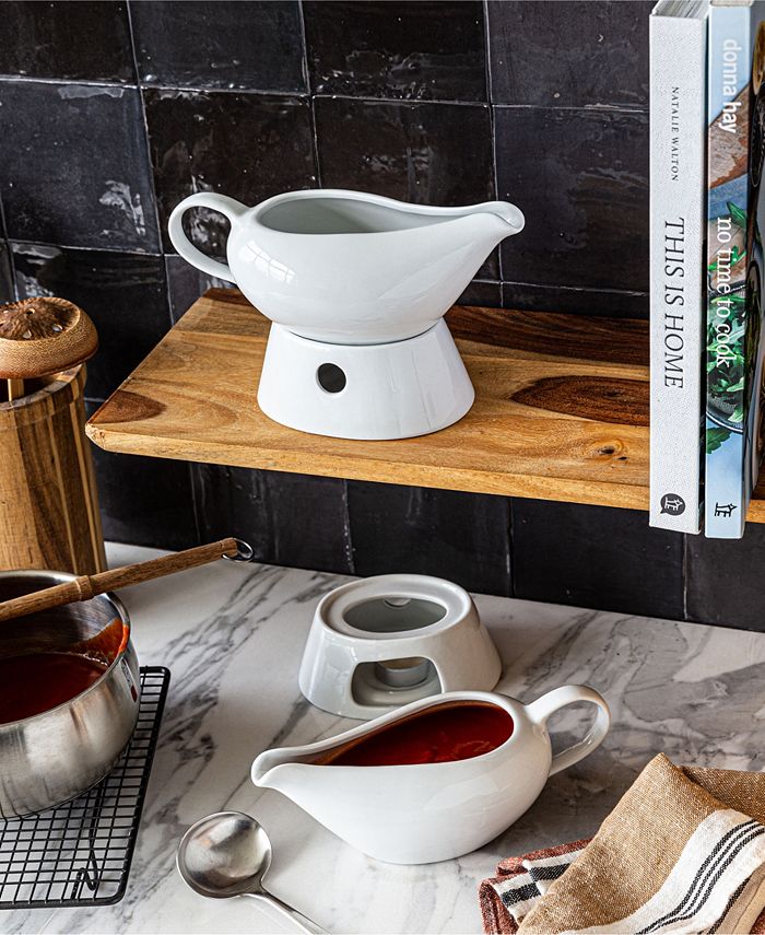 Over and Back Gravy Boat and Warmer Stand, Set of 2 Macy's