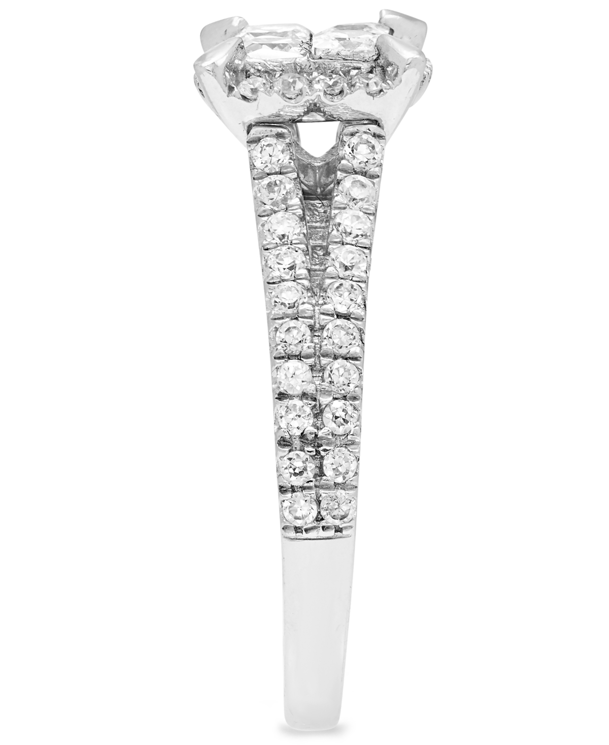 Macy's Diamond Princess Quad Cluster Halo Engagement Ring (1 Ct. T.w.) In 14k White Gold In White Gold