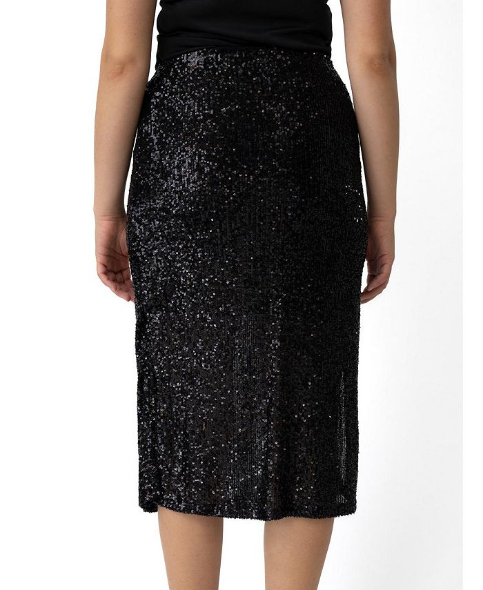 Cable & Gauge Women's Sequin Midi Slit Skirt Macy's