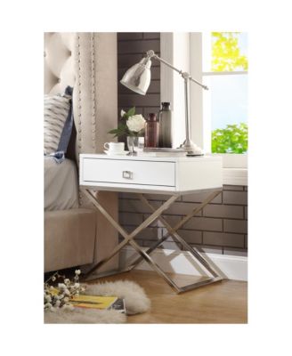 Laila MDF Lacquer-Finish X-Metal Leg Side Table