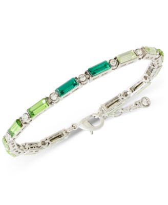 On 34th - Silver-Tone Round & Tonal Baguette Crystal Flex Bracelet