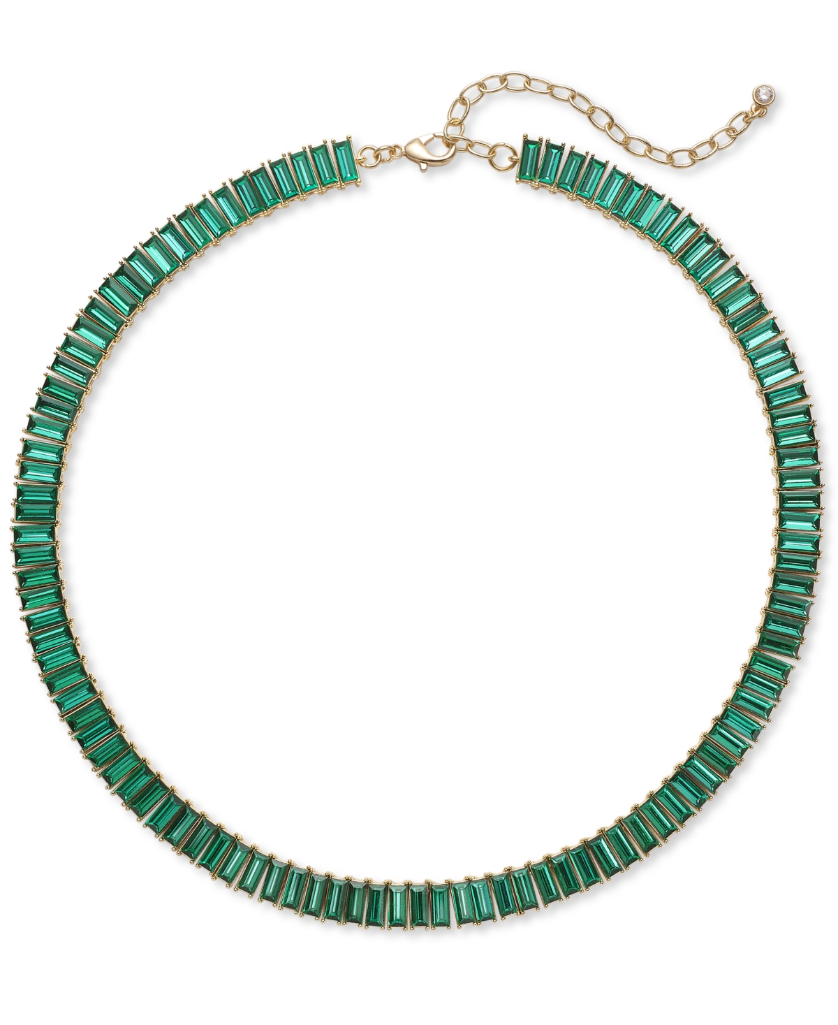 Shop On 34th Baguette Crystal All-around Collar Tennis Necklace, 15" + 3" Extender, Created For Macy's In Green